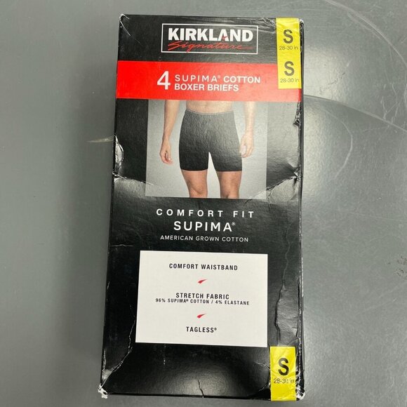 NEW Kirkland Signature Men's S Supima Cotton Boxer Briefs 4-Pack - Picture 1 of 5